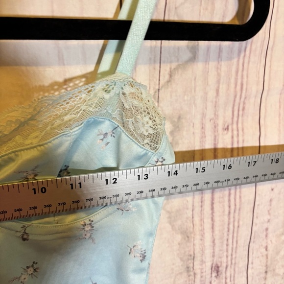 Vintage Cropped Coquette Girly Light Blue Floral Lace Trim Corset Top Small - Picture 5 of 8